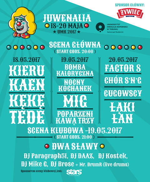 Oficjalny plakat Cyrkowych Juwenaliów 2017 | fot. facebook.com/juwenalia.umk.torun